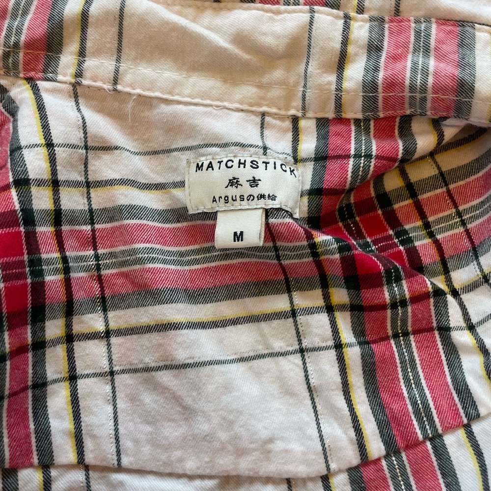Matchstick size medium white and red plaid flannel - Picture 3 of 10